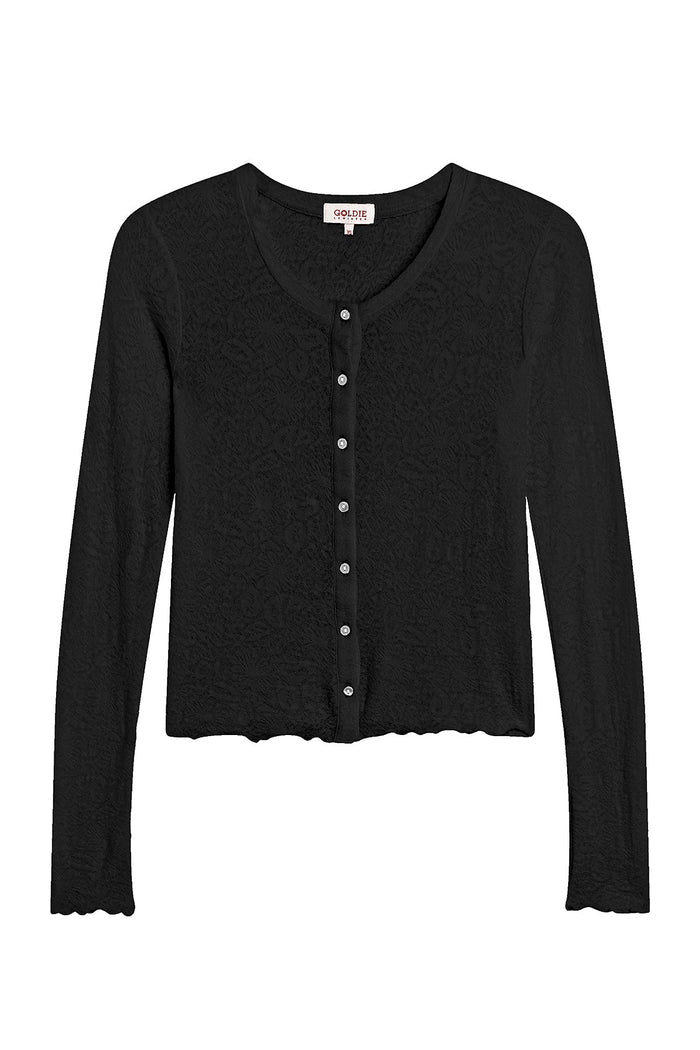 Goldie Love Story Jacquard Cardigan in Black available at Barbara Katz
