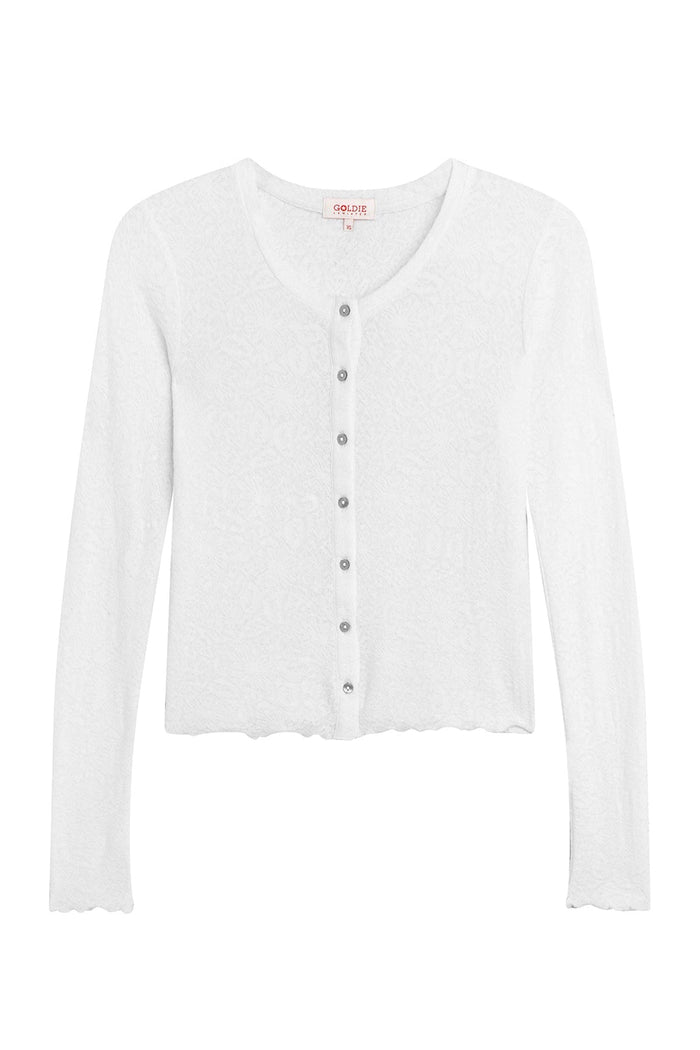 Goldie Love Story Jacquard Cardigan in White available at Barbara Katz