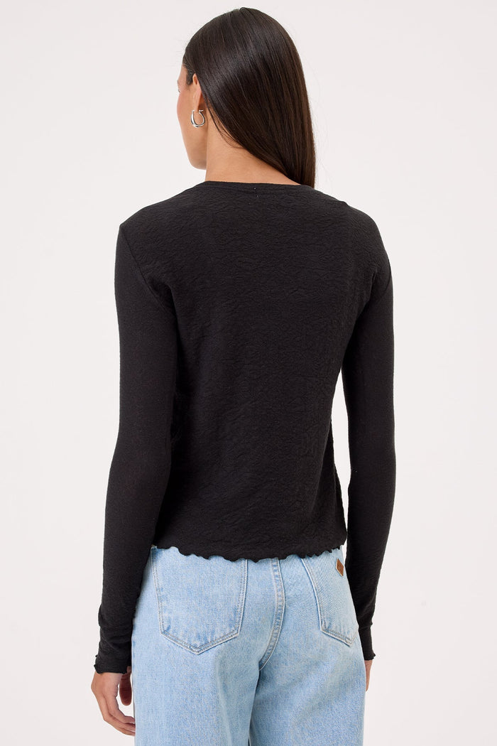 Goldie Love Story Jacquard Long Sleeve Tee in Black available at Barbara Katz