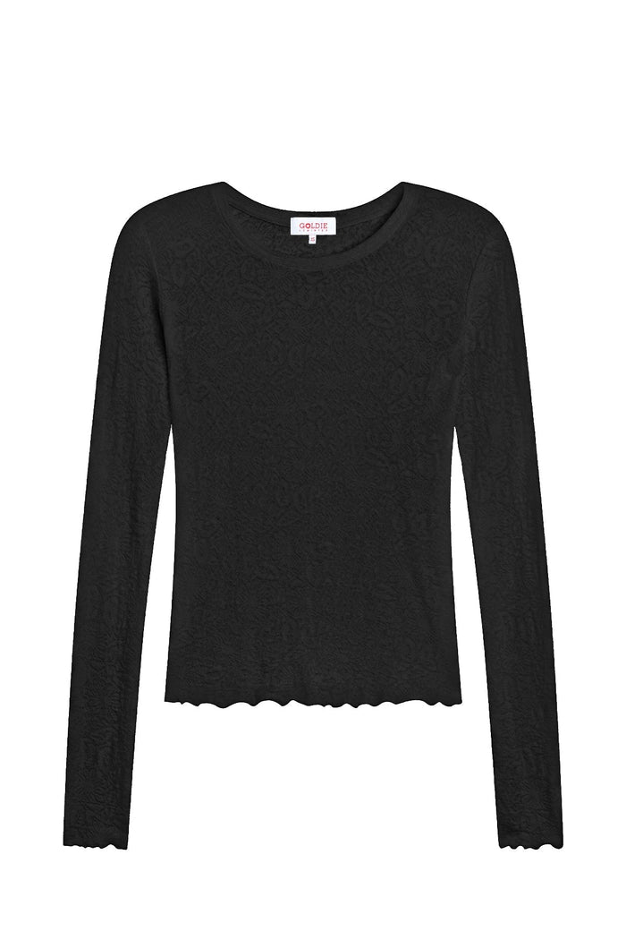 Goldie Love Story Jacquard Long Sleeve Tee in Black available at Barbara Katz