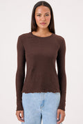 Goldie Love Story Jacquard Long Sleeve Tee in French Roast available at Barbara Katz