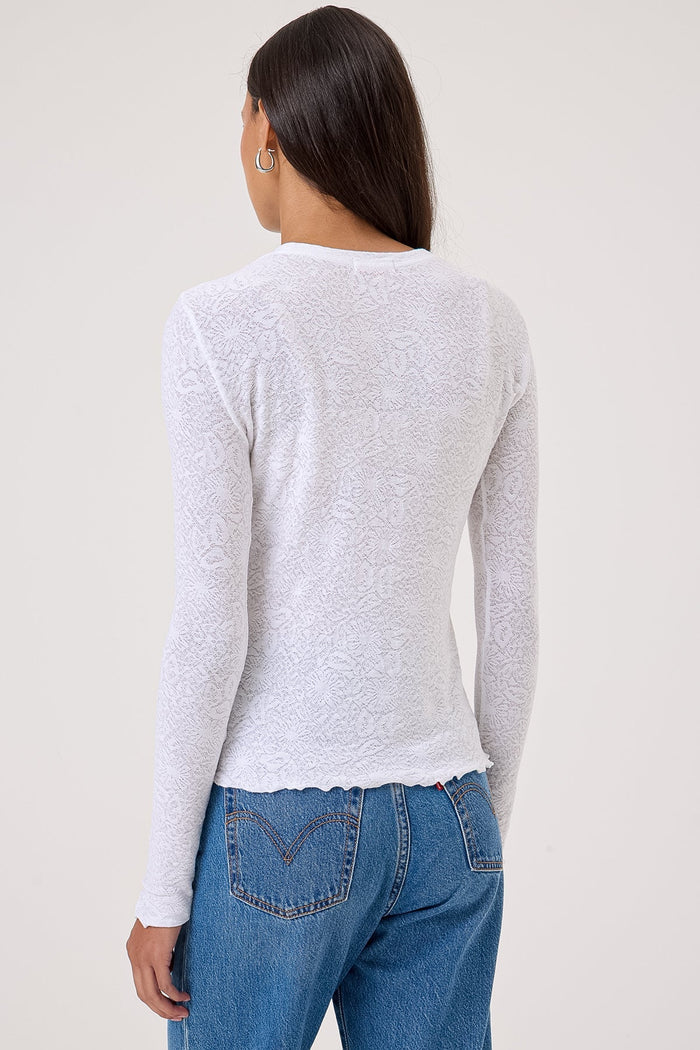 Goldie Love Story Jacquard Long Sleeve Tee in White available at Barbara Katz
