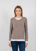 Nally & Millie Lucy Long Sleeve Layered Tee in Brown Sugar available at Barbara Katz