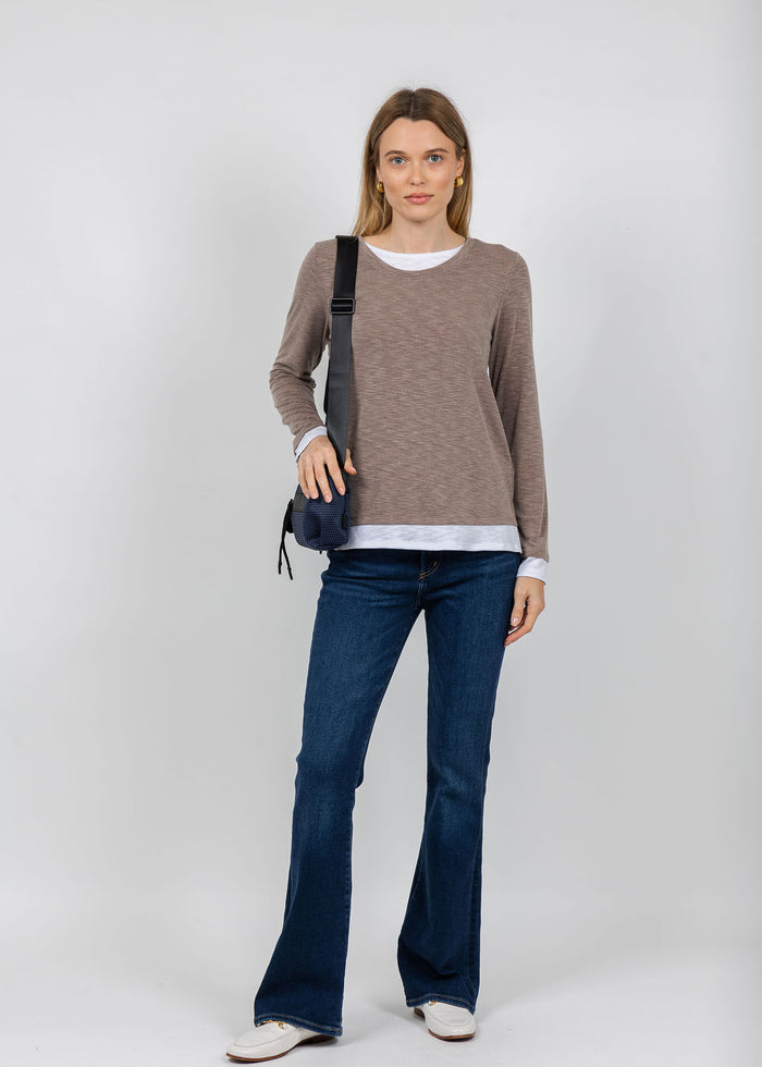 Nally & Millie Lucy Long Sleeve Layered Tee in Brown Sugar available at Barbara Katz