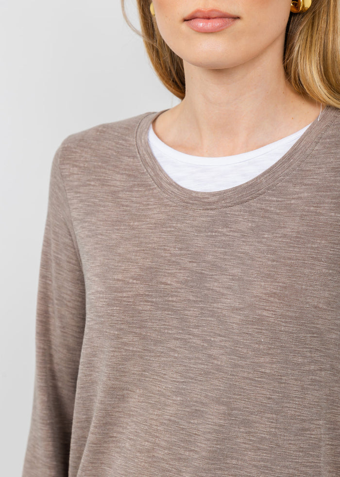Nally & Millie Lucy Long Sleeve Layered Tee in Brown Sugar available at Barbara Katz