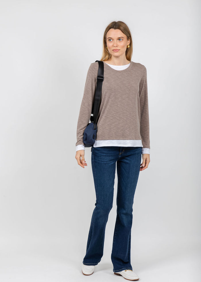 Nally & Millie Lucy Long Sleeve Layered Tee in Brown Sugar available at Barbara Katz
