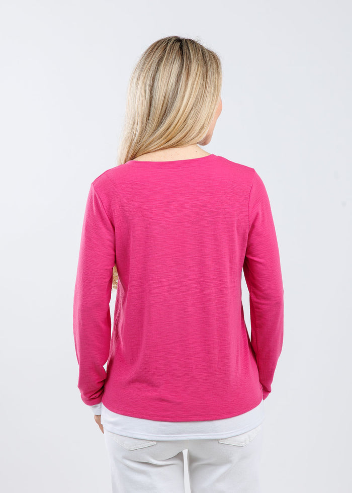 Nally & Millie Lucy Long Sleeve Layered Tee in Magenta available at Barbara Katz