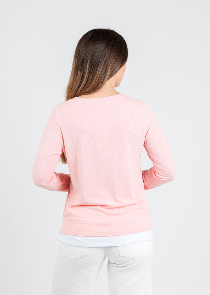 Nally & Millie Lucy Long Sleeve Layered Tee in Pink available at Barbara Katz