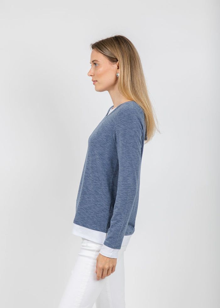 Nally & Millie Lucy Long Sleeve Layered Tee in Seaport available at Barbara Kat