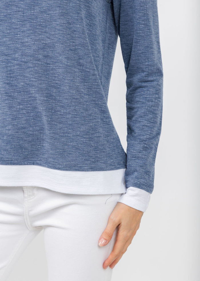 Nally & Millie Lucy Long Sleeve Layered Tee in Seaport available at Barbara Kat