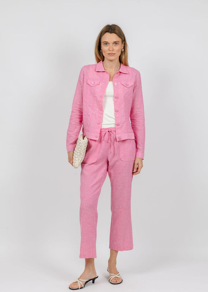 Pure Amici Lumila Linen Jacket and Pants in Petal available at Barbara Katz