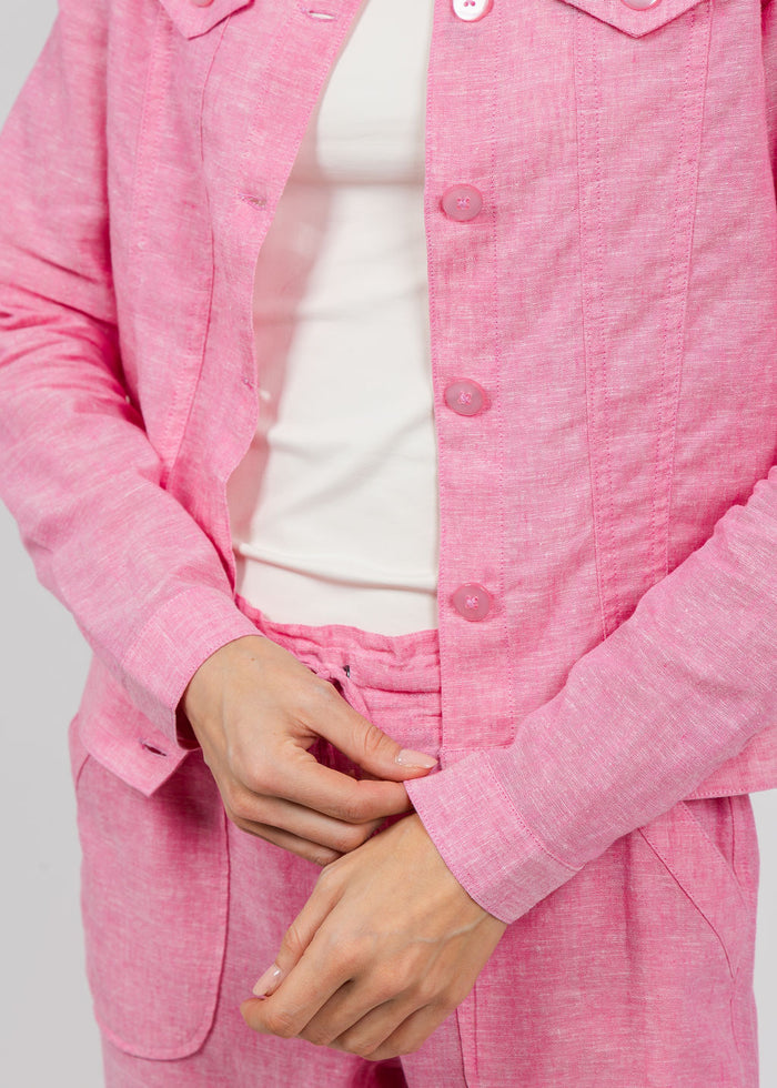 Pure Amici Lumila Linen Jacket in Petal available at Barbara Katz