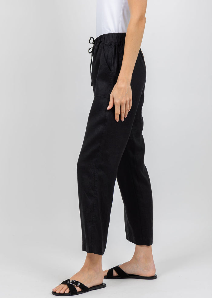 Pure Amici Lumila Linen Pants in Black available at Barbara Katz