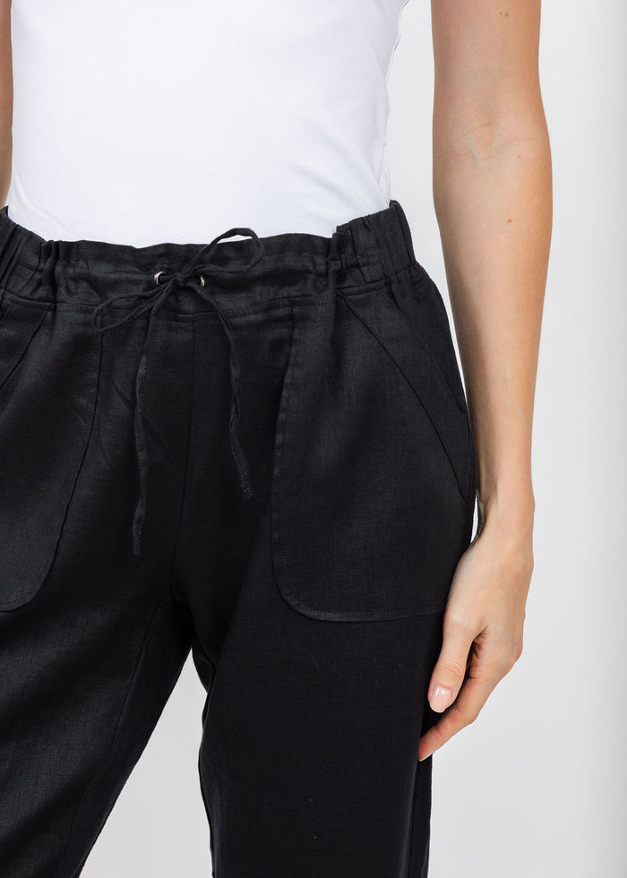 Pure Amici Lumila Linen Pants in Black available at Barbara Katz