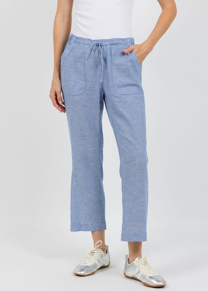 Pure Amici Lumila Linen Pants in Water available at Barbara Katz