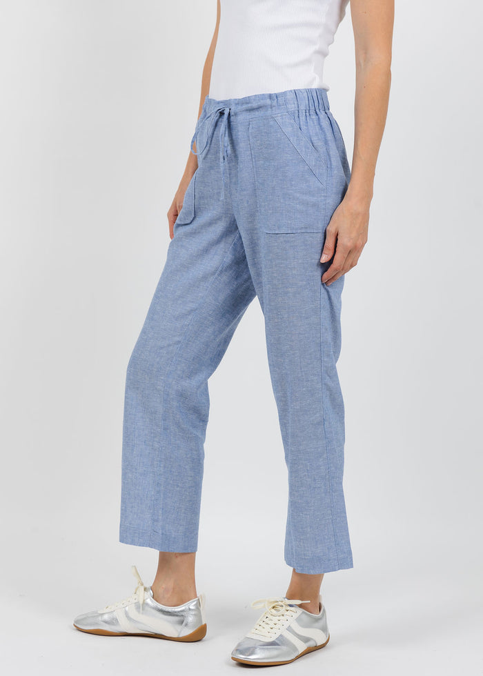 Pure Amici Lumila Linen Pants in Water available at Barbara Katz