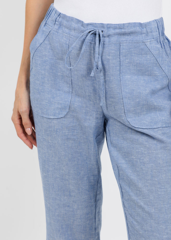 Pure Amici Lumila Linen Pants in Water available at Barbara Katz
