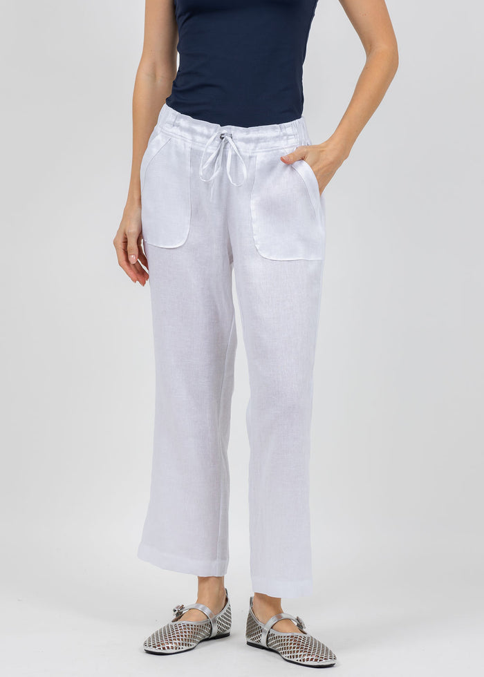 Pure Amici Lumila Linen Pants in White available at Barbara Katz