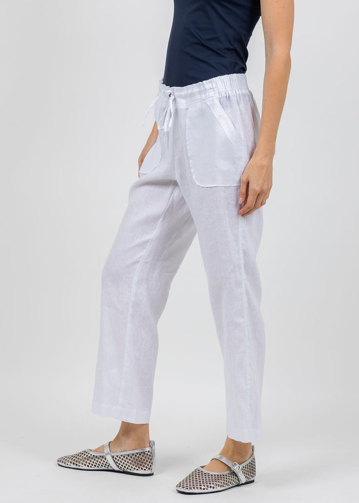 Pure Amici Lumila Linen Pants in White available at Barbara Katz