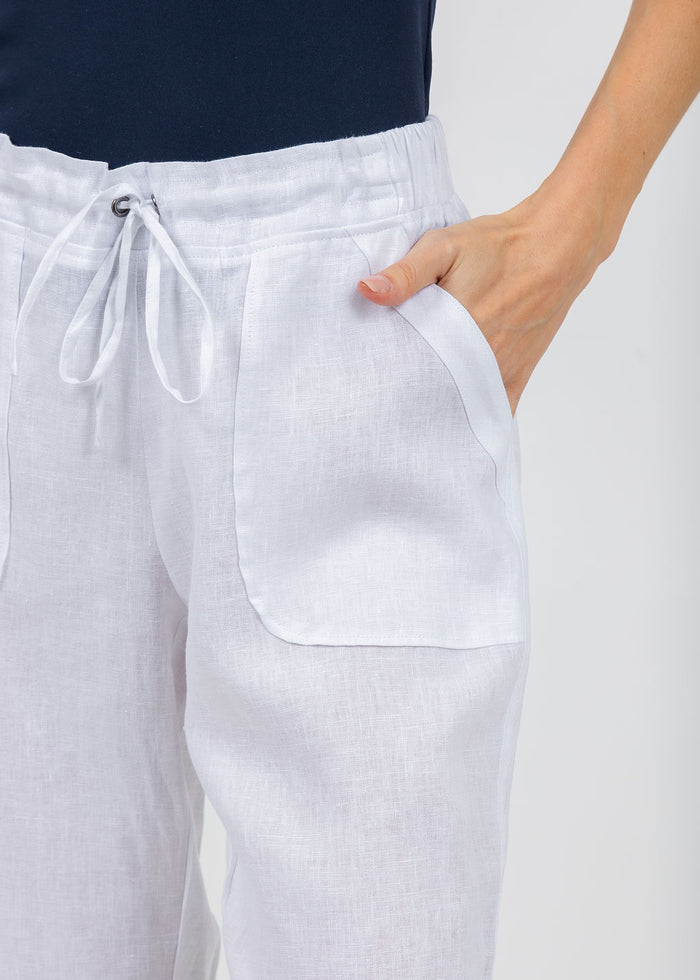 Pure Amici Lumila Linen Pants in White available at Barbara Katz