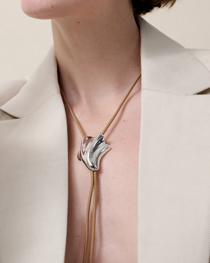 Jenny Bird Lydia Bolo Tie Necklace in Silver available at Barbara Katz