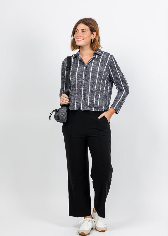 David Cline Lyra Crop Shirt in Carbon available at Brabara Katz