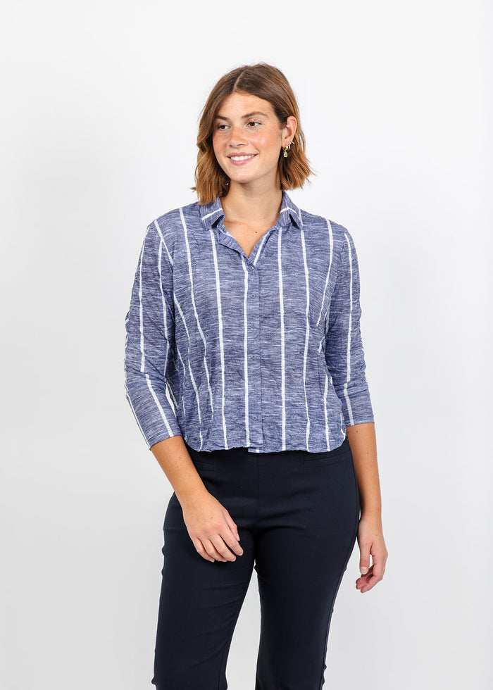 David Cline Lyra Crop Shirt in Stripea vailable at Barbara Katz