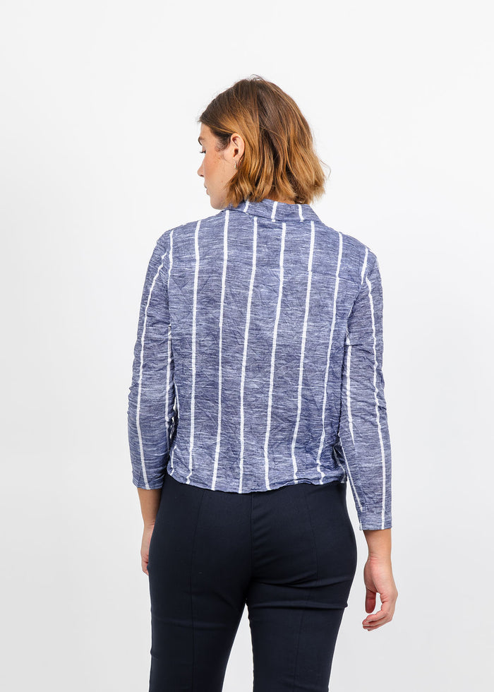 David Cline Lyra Crop Shirt in Stripea vailable at Barbara Katz