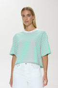 Pistola Mae Cropped Tee in Vert Stripe available at Barbara Katz