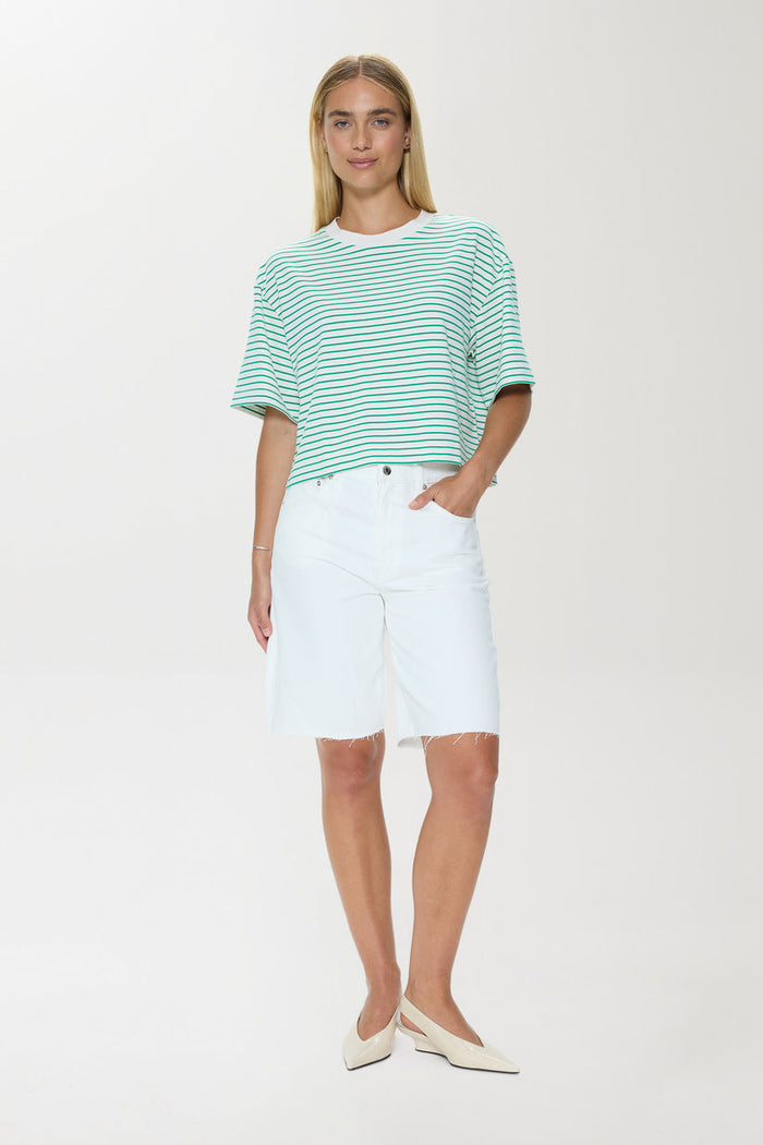 Pistola Mae Cropped Tee in Vert Stripe available at Barbara Katz