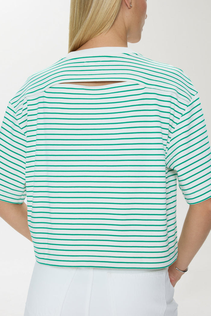 Pistola Mae Cropped Tee in Vert Stripe available at Barbara Katz