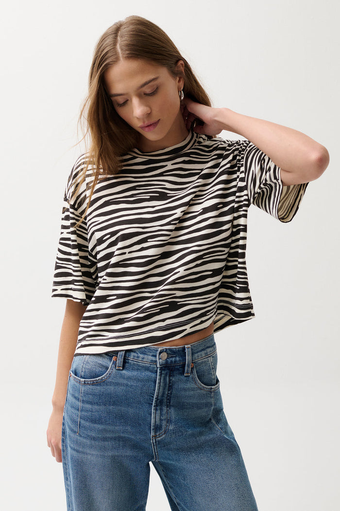 Pistola Mae Cropped Tee in Zebra  Print available at Barbara Katz