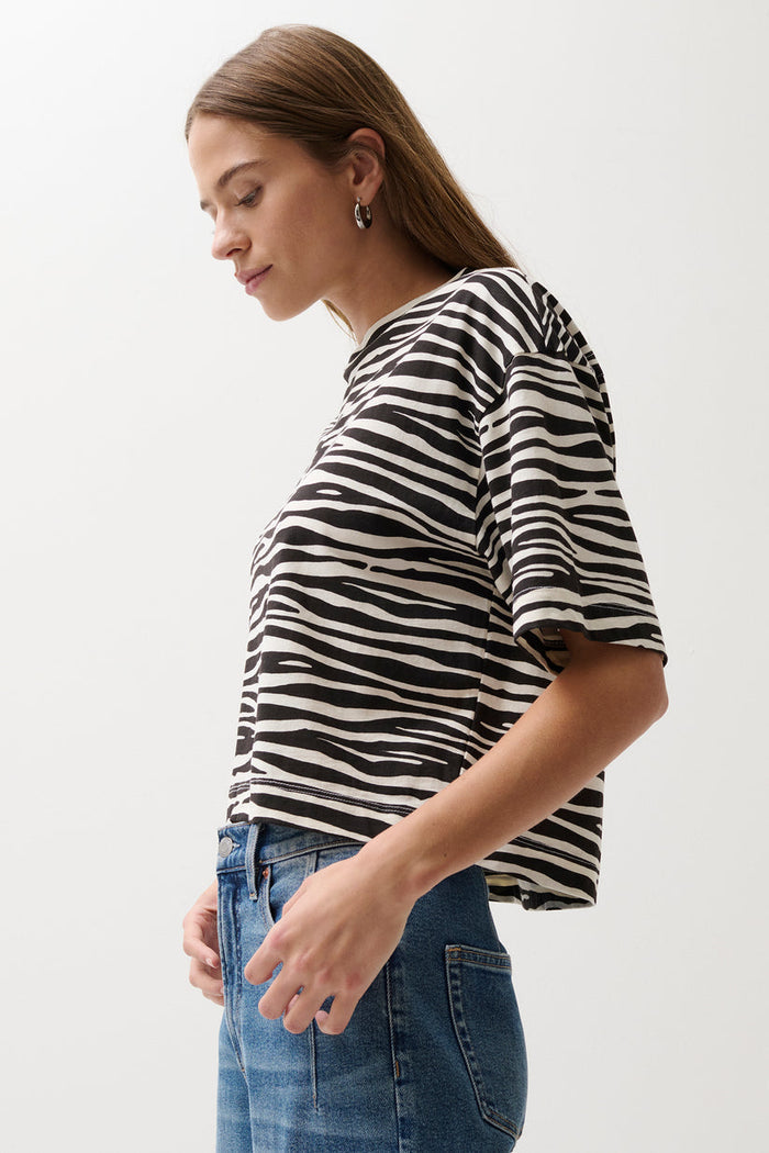 Pistola Mae Cropped Tee in Zebra  Print available at Barbara Katz