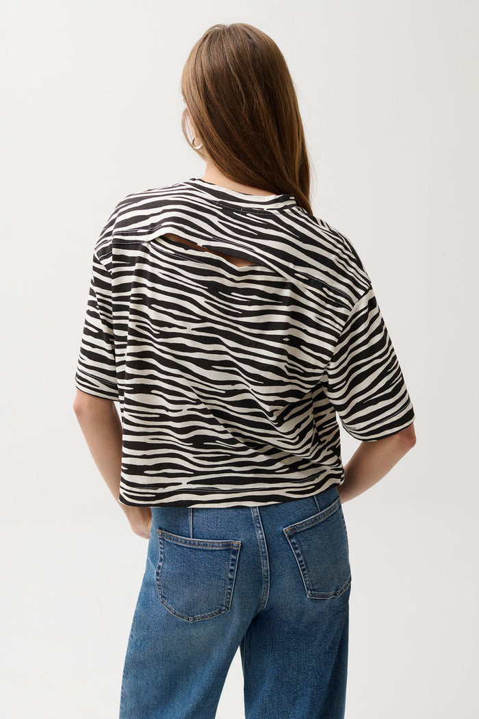 Pistola Mae Cropped Tee in Zebra  Print available at Barbara Katz