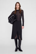 ANINE BING Malou Skirt - Black And Black Lace - on model front