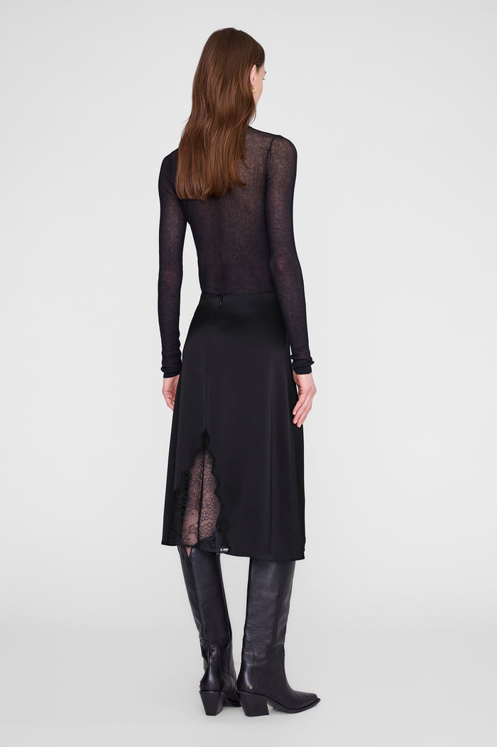 ANINE BING Malou Skirt - Black And Black Lace - on model back