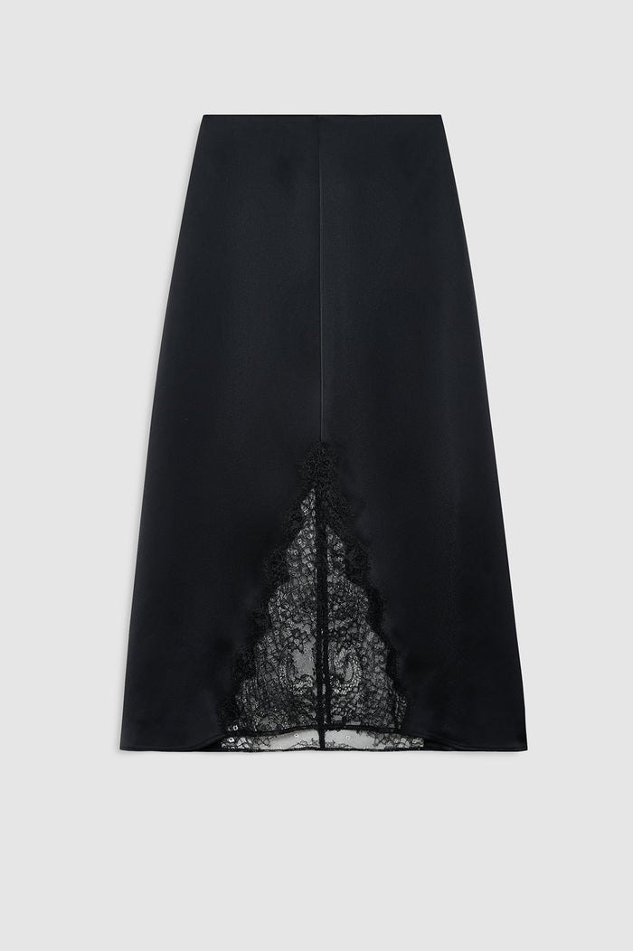 ANINE BING Malou Skirt - Black And Black Lace - front view