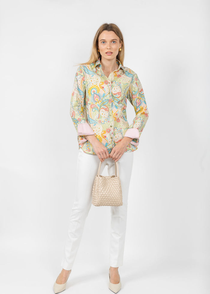 Hinson Wu Margot Long Sleeve Festive Paisley Shirt available at Barbara Katz