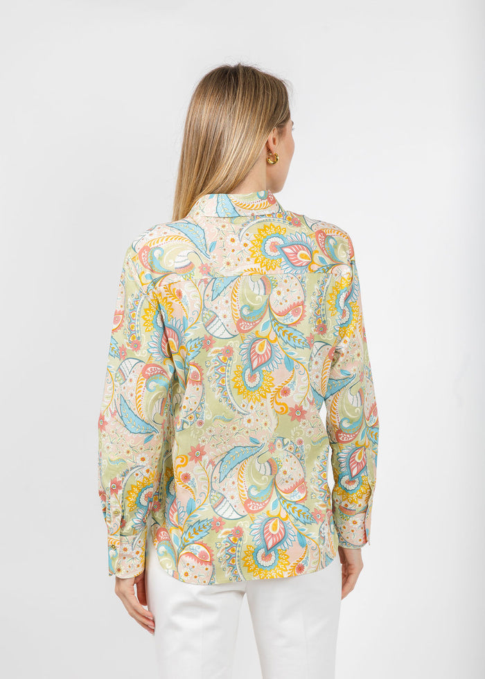 Hinson Wu Margot Long Sleeve Festive Paisley Shirt available at Barbara Katz