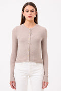 Goldie Marina Ribbed Crop Cardigan in Oatmeal available at Barbara Katz