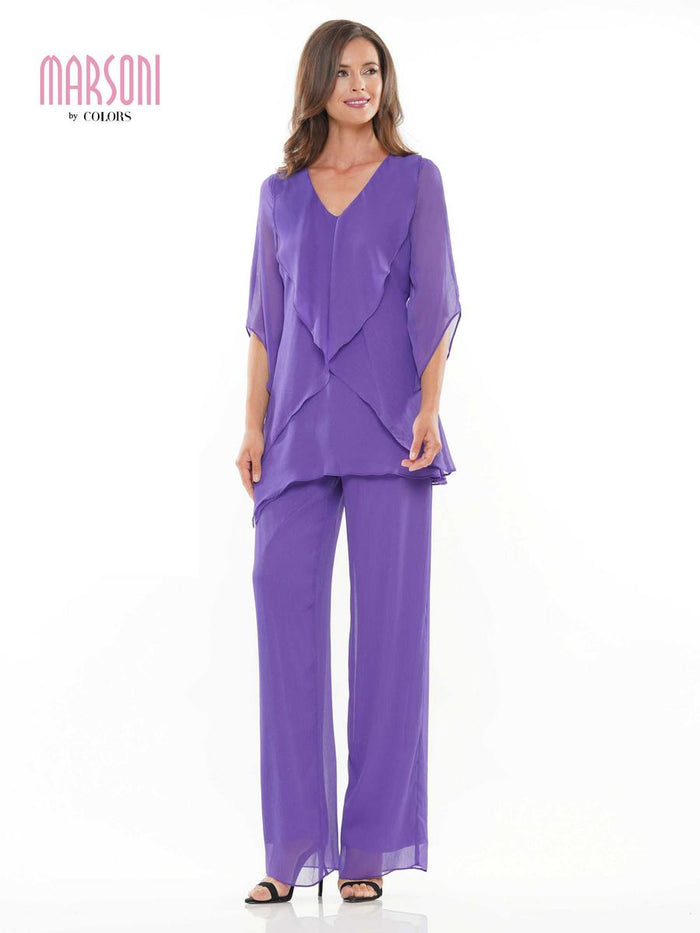 Marsoni by Colors Dress Ruffle Chiffon Pantsuit M308