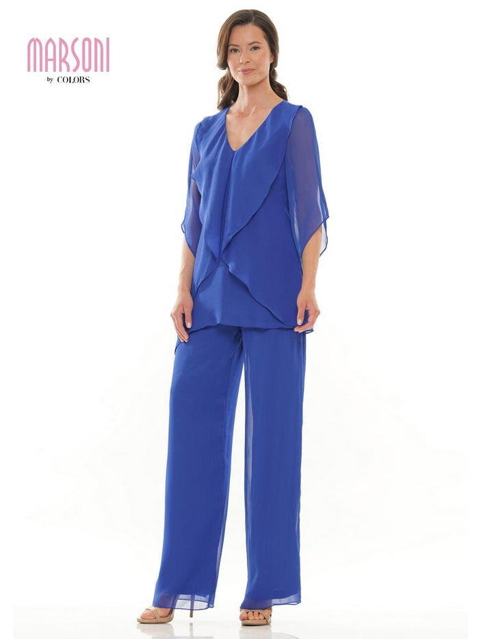 Marsoni by Colors Dress Ruffle Chiffon Pantsuit M308