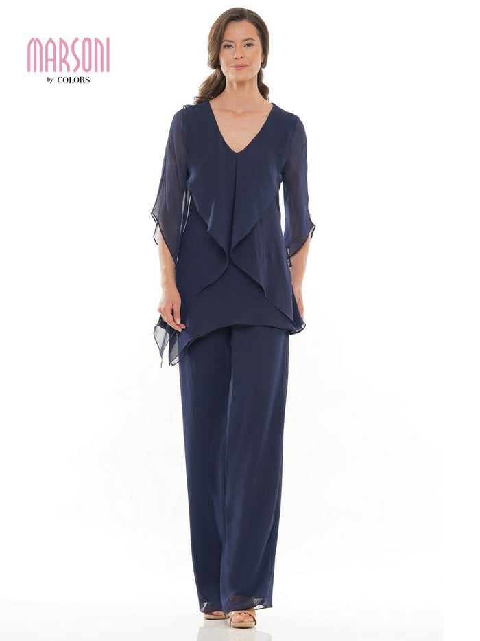 Marsoni by Colors Dress Ruffle Chiffon Pantsuit M308