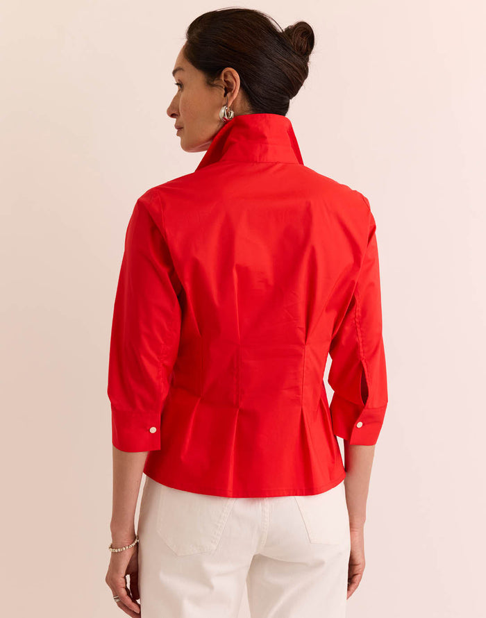 Hinson Wu Martina 3/4 Sleeve Shirt in Poppy available at Barbara Katz