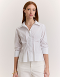 Hinson Wu Martina 3/4 Sleeve Shirt in White available at Barbara Katz