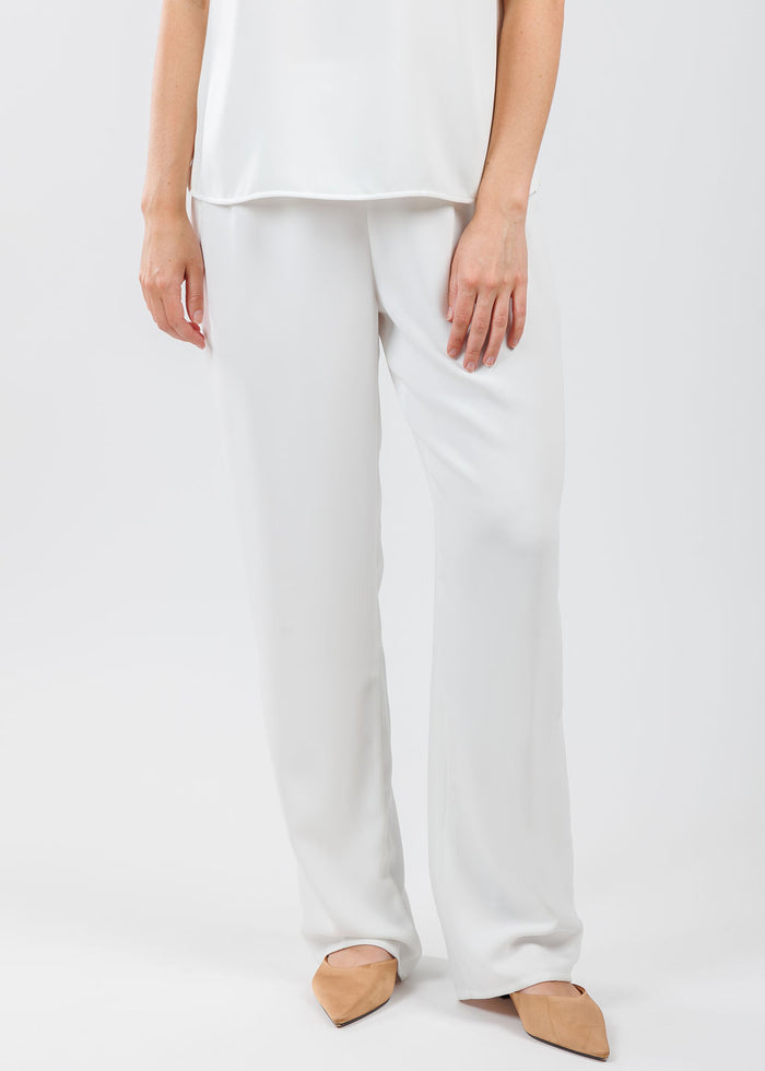 Caroline Rose Matte Crepe Straight Leg Pants in White available at Barbara Katz