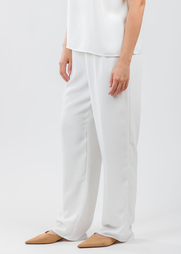 Caroline Rose Matte Crepe Straight Leg Pants in White available at Barbara Katz