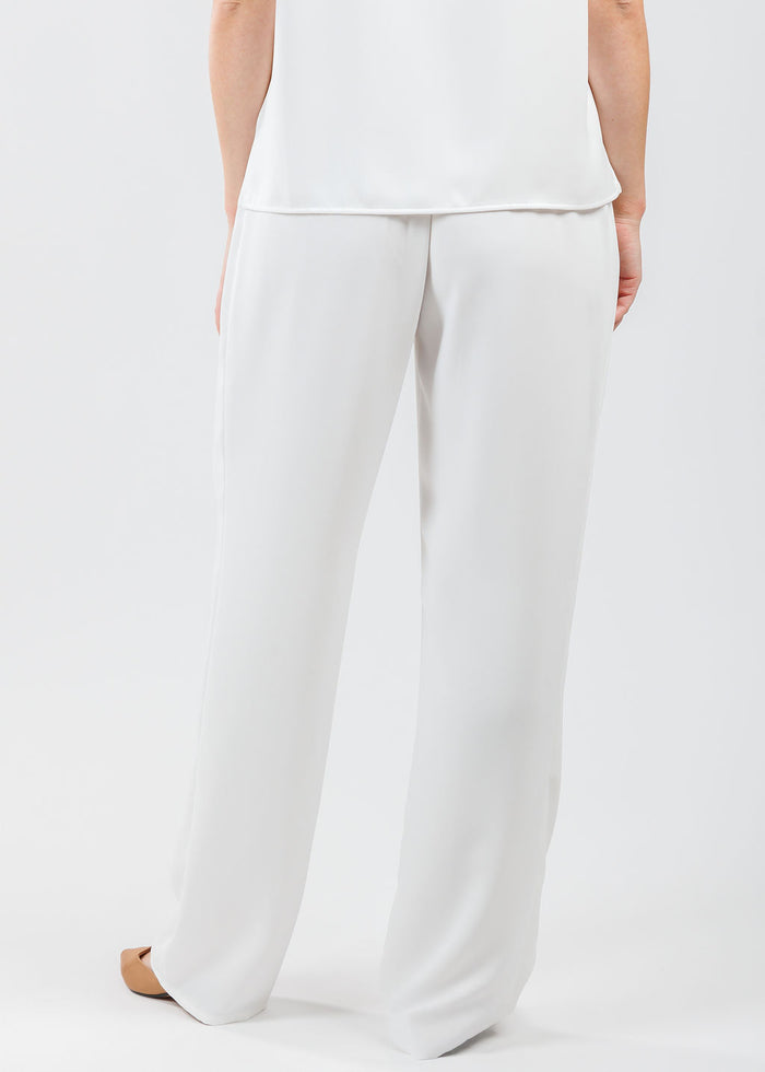 Caroline Rose Matte Crepe Straight Leg Pants in White available at Barbara Katz