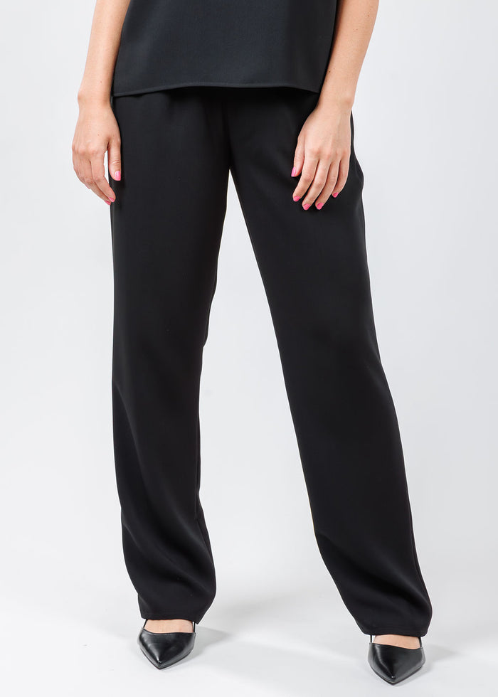 Caroline Rose Matte Crepe Straight Leg Pants in Black available at Barbara Katz