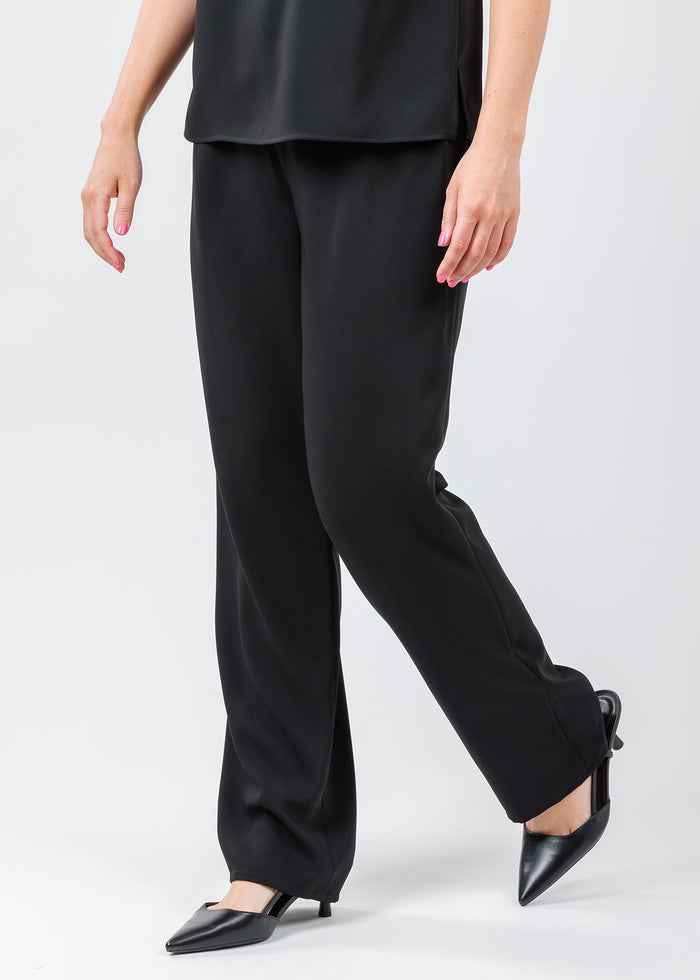 Caroline Rose Matte Crepe Straight Leg Pants in Black available at Barbara Katz